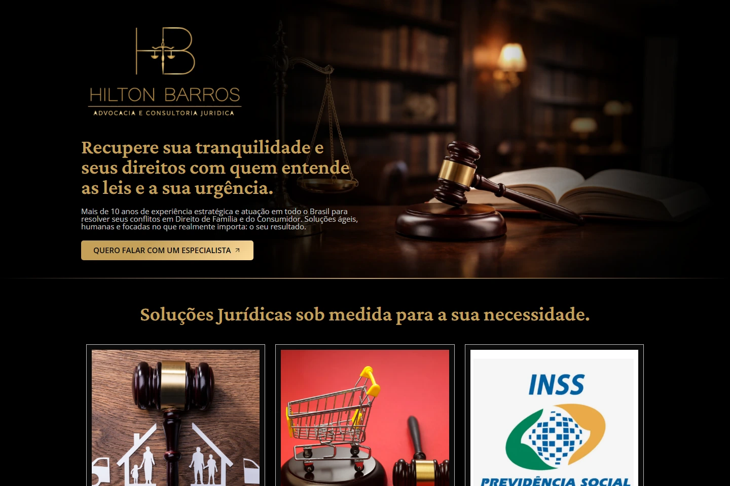 Site institucional H. Barros Advogados